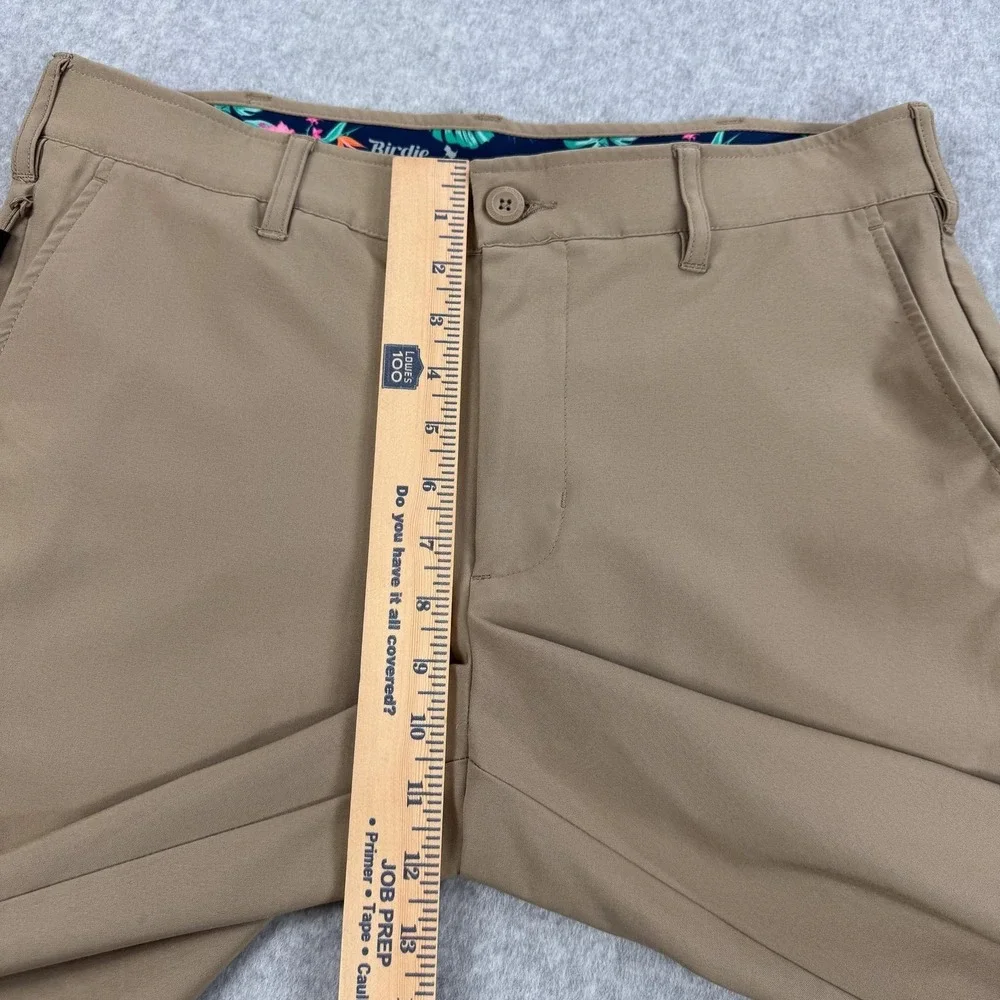 Birdie Bound Pants Mens 32 Beige Golf Khakis Stretch Zip Pocket Casual 32x31